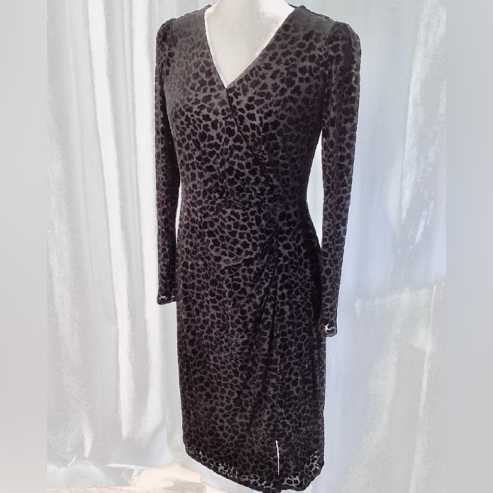 Talbots LBD Faux Wrap Burnout Sheath Dress